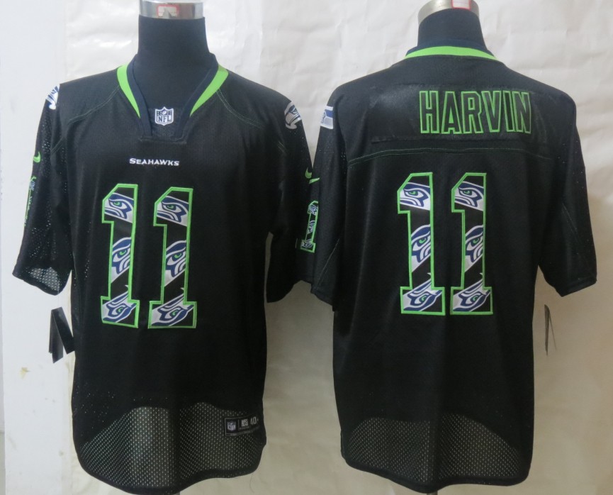 Nike Seahawks 11 Harvin Lights Out Black Stitched Elite Jerseys