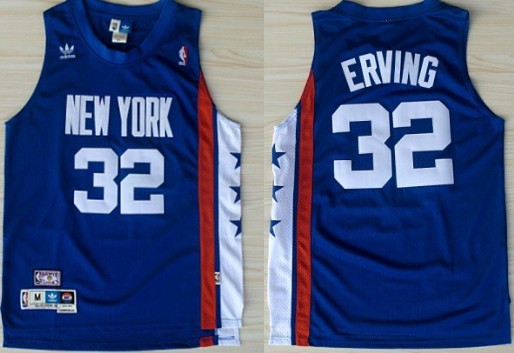 Knicks 32 Erving Blue Hardwood Classics Swingman Jerseys