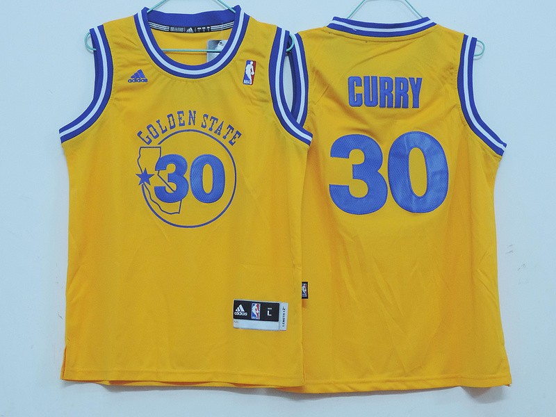 Warriors 30 Curry Yellow New Revolution 30 Youth Jersey - Click Image to Close