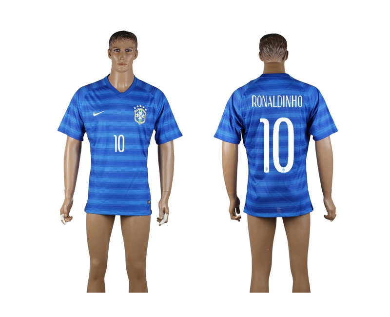 2014 World Cup Brazil 10 Ronaldinho Away Thailand Jerseys