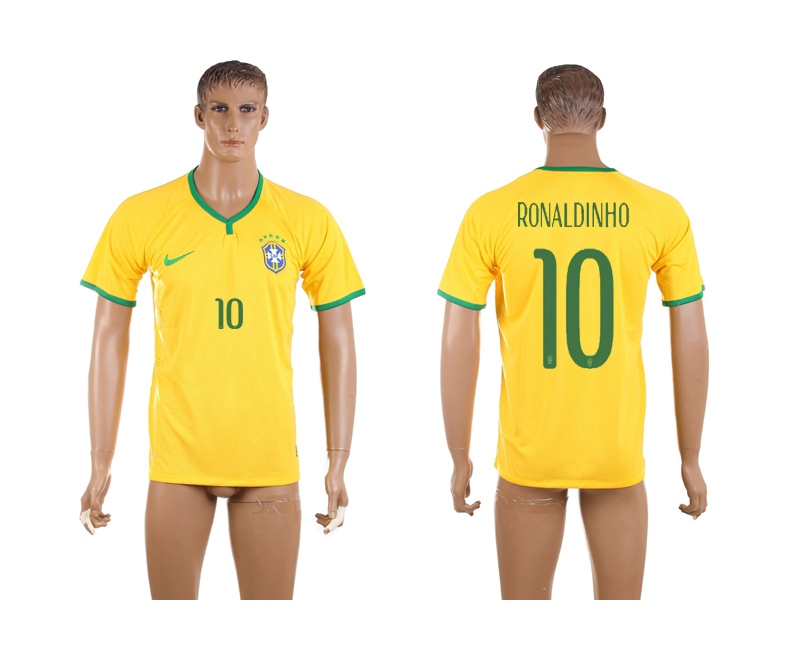 2014 World Cup Brazil 10 Ronaldinho Home Thailand Jerseys