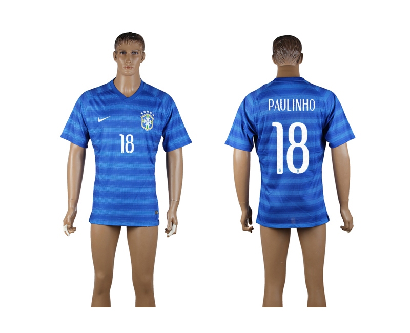 2014 World Cup Brazil 18 Paulinho Away Thailand Jerseys 2014 World Cup Brazil 18 Paulinho Away Thailand Jerseys