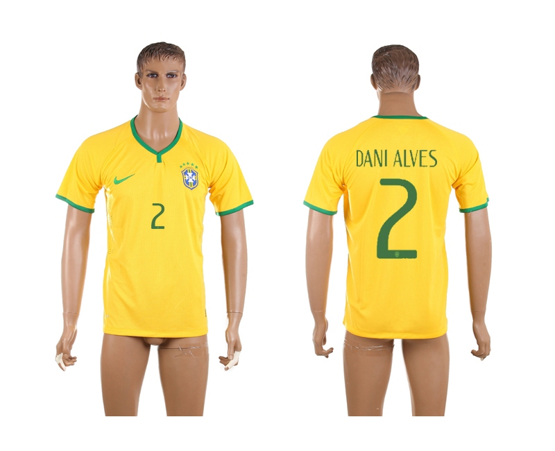2014 World Cup Brazil 2 Dani Alves Home Thailand Jerseys