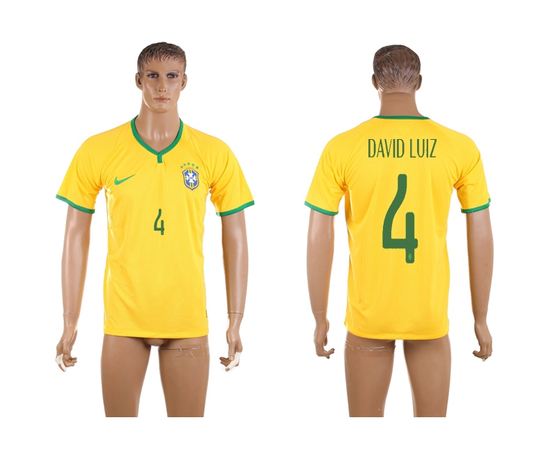 2014 World Cup Brazil 4 David Luiz Home Thailand Jerseys