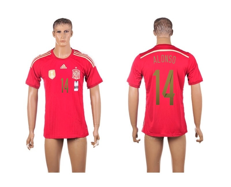 2014 World Cup Spain 14 Alonso Home Thailand Jerseys
