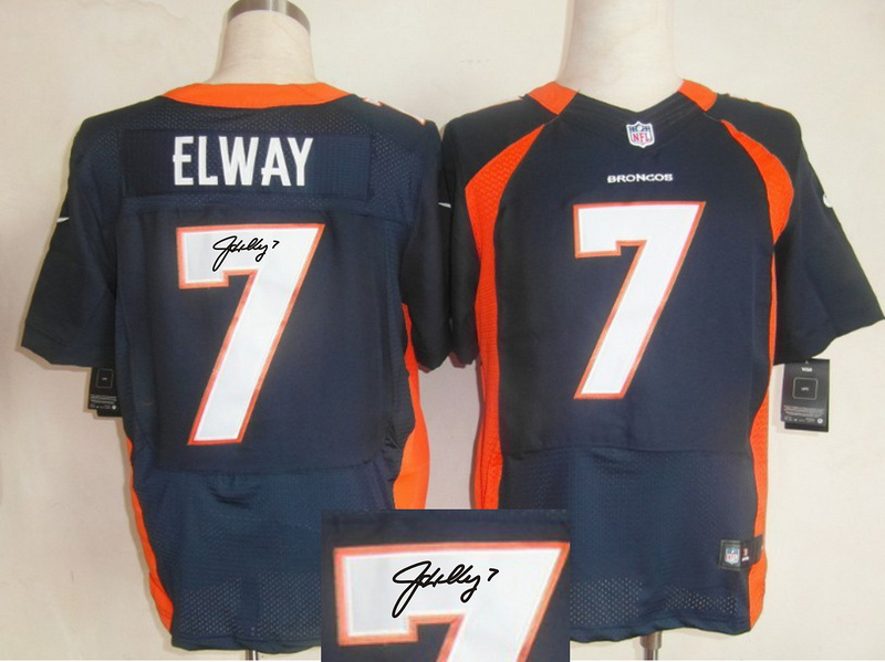 Nike Broncos 7 Elway Blue Signature Edition Elite Jerseys