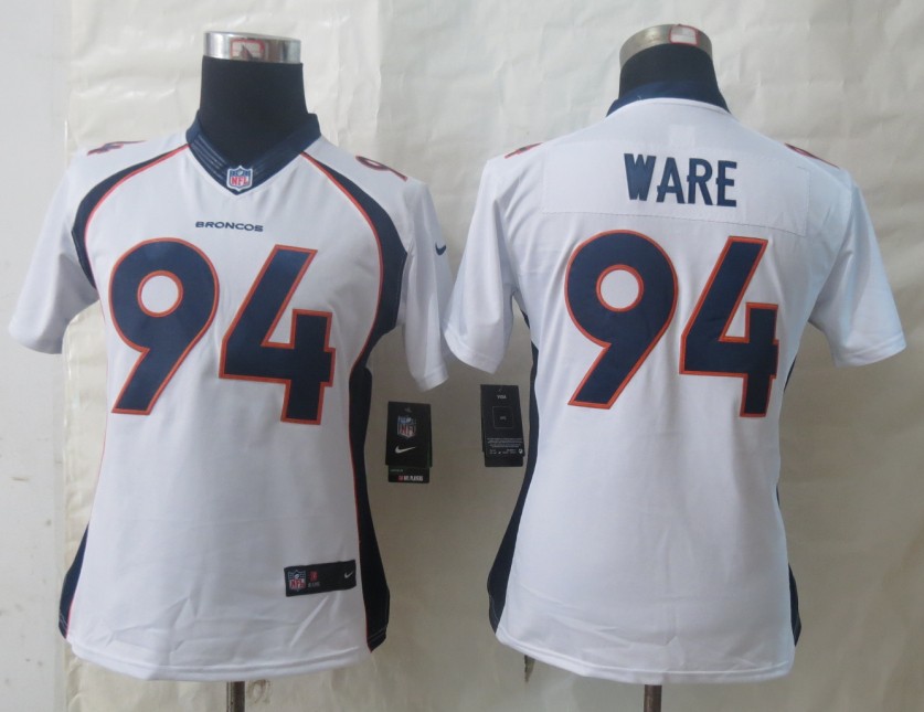 Nike Broncos 94 Ware White Limited Women Jerseys