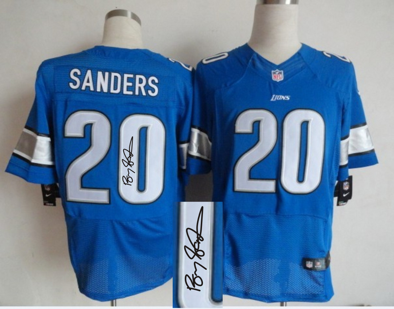 Nike Lions 20 Sanders Blue Signature Edition Elite Jerseys