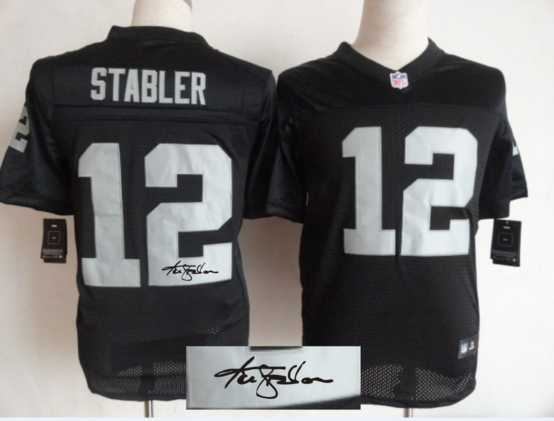 Nike Raiders 12 Stabler Black Signature Edition Elite Jerseys
