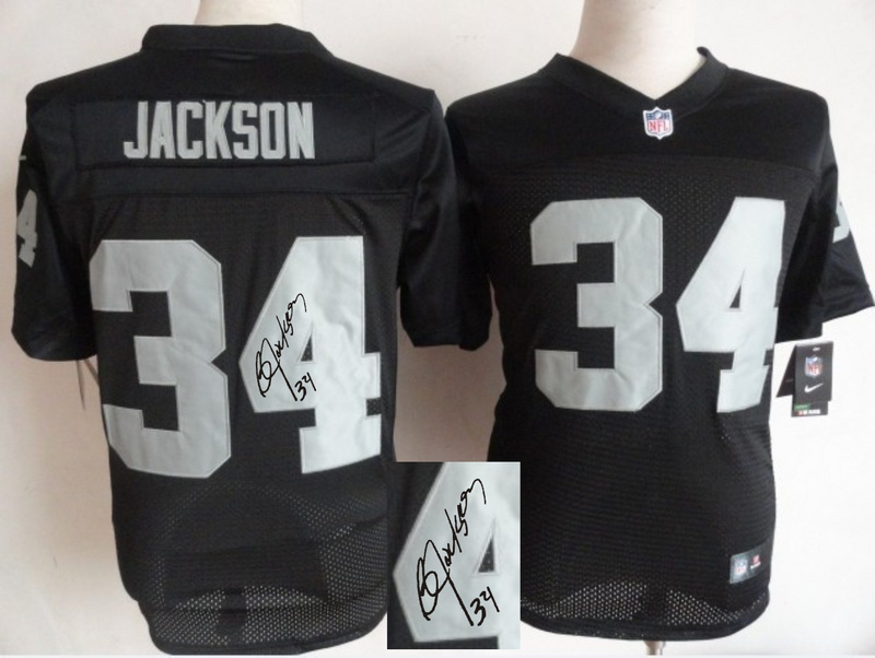 Nike Raiders 34 Jackson Black Signature Edition Elite Jerseys