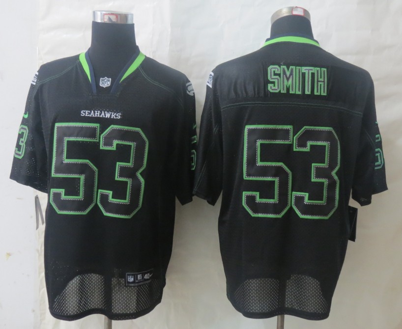 Nike Seahawks 53 Smith Lights Out Black Elite Jerseys