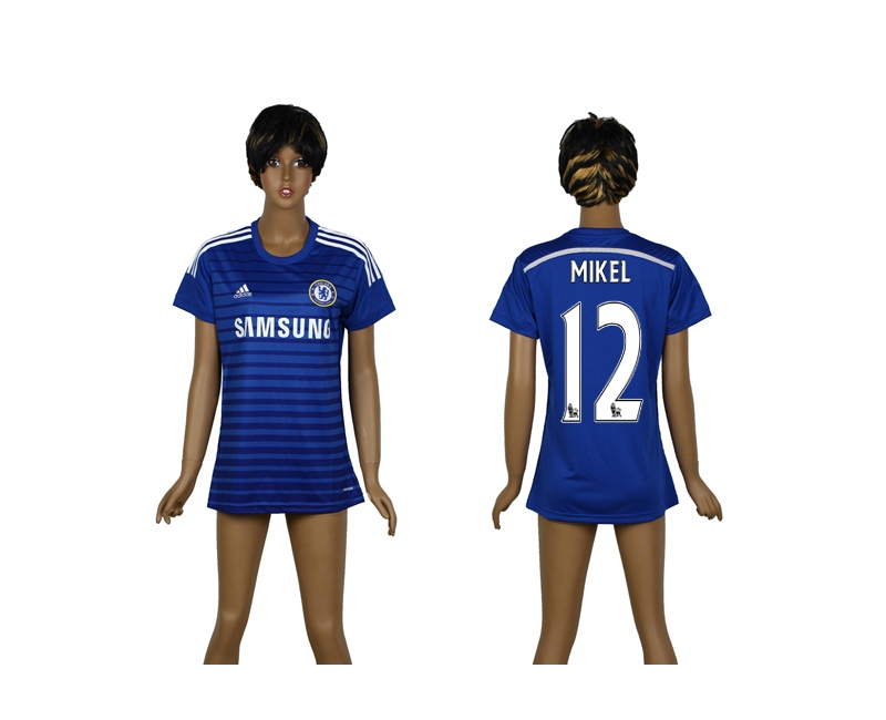2014-15 Chelsea 12 Mikel Home Thailand Women Soccer Jersey