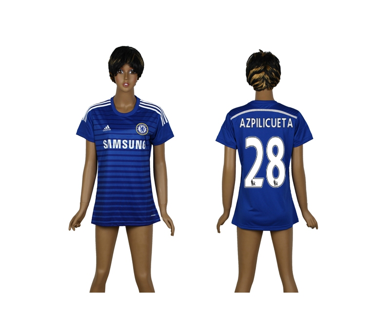 2014-15 Chelsea 28 Azpolicueta Home Thailand Women Soccer Jersey