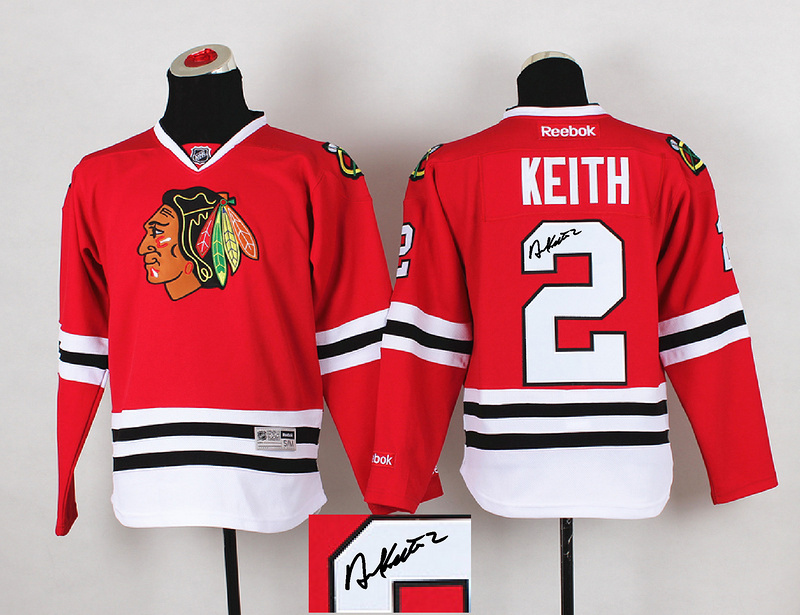 Blackhawks 2 Keith Red Signature Edition Youth Jerseys