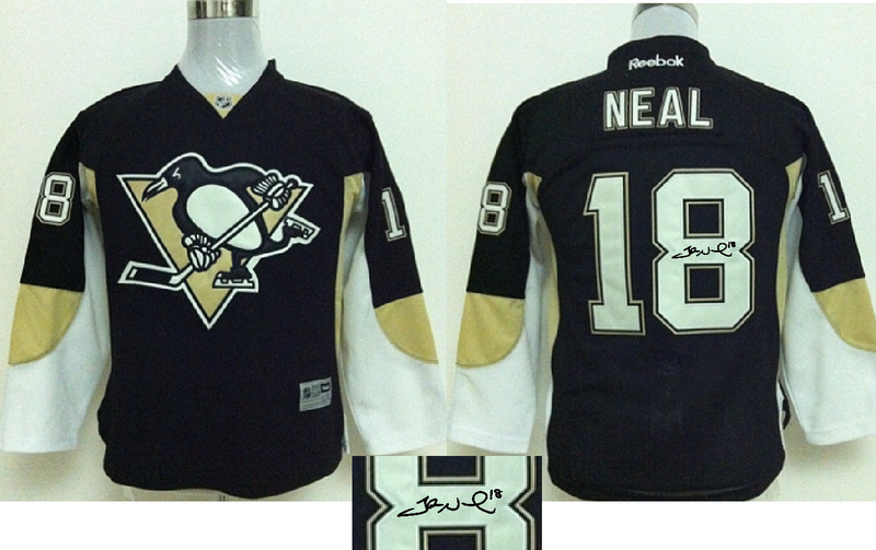 Penguins 18 Neal Black Signature Edition Youth Jerseys