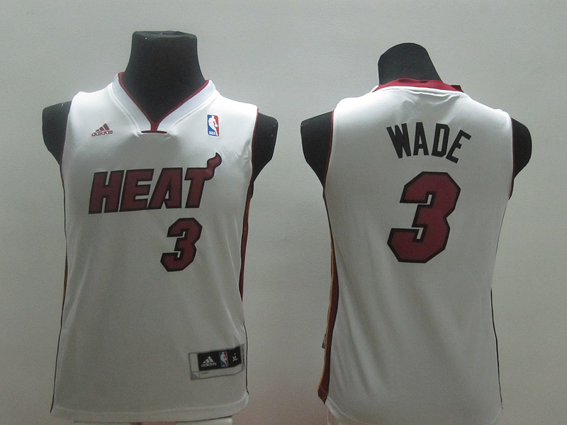 Heat 3 Wade White New Revolution 30 Youth Jersey