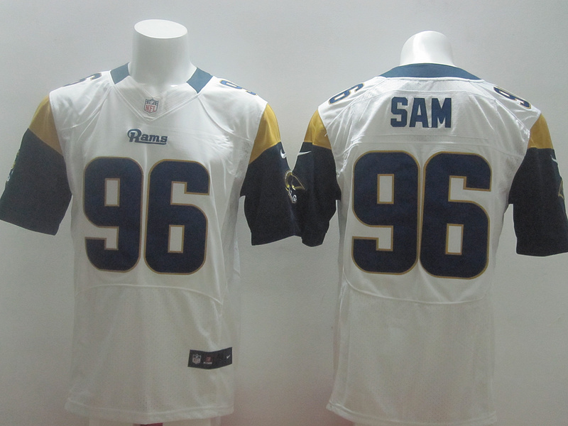 Nike Rams 96 Sam White Elite Jerseys