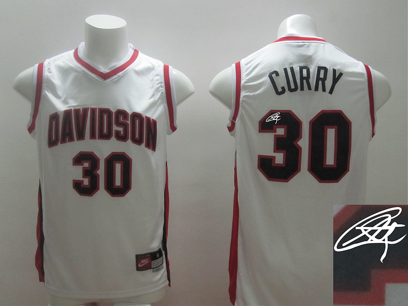 Davidson College 30 Curry White Signature Edition Jerseys