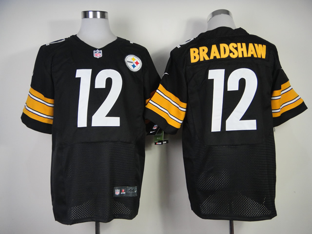 Nike Steelers 12 Bradshaw Black Elite Jerseys