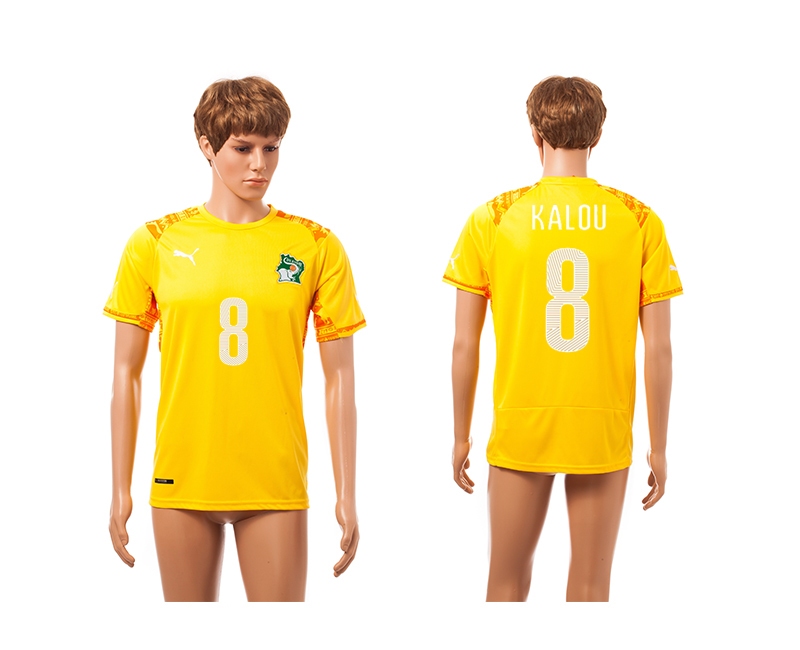 Cote d'Ivoire 8 Kalou 2014 World Cup Home Thailand Jersey