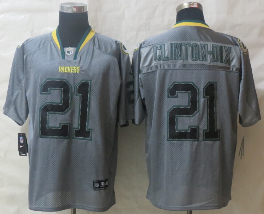 Nike Packers 21 Clinton Dix Lights Out Grey Elite Jerseys