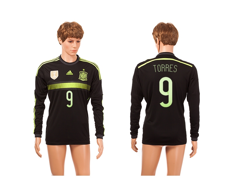 Spain 9 Torres 2014 World Cup Away Long Sleeve Thailand Jerseys