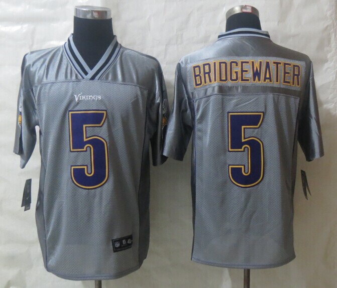 Nike Vikings 5 Bridgewater Grey Vapor Elite Jerseys