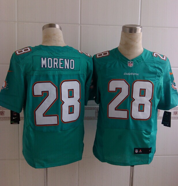 Nike Dolphins 28 Moreno Green Elite Jersey