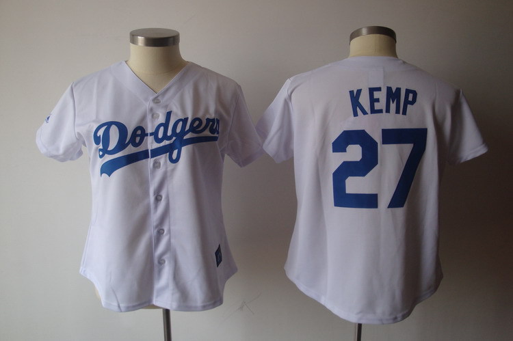 Dodgers 27 Kemp White Women Jersey