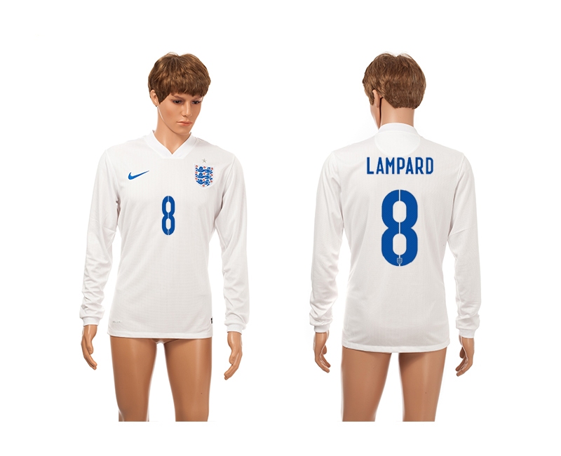 England 8 Lampard Home Long Sleeve Thailand Jerseys