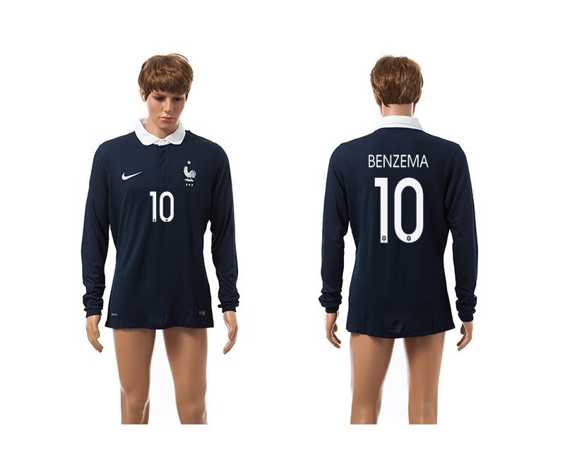 France 10 Benzema 2014 World Cup Home Long Sleeve Thailand Jerseys