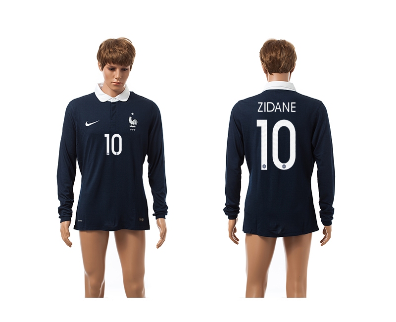 France 10 Zidane 2014 World Cup Home Long Sleeve Thailand Jerseys