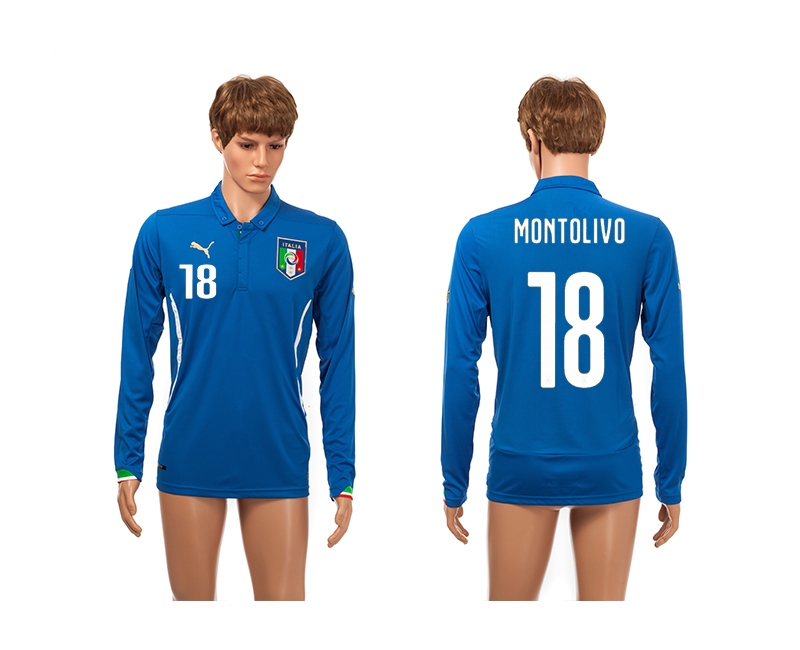 Italy 18 Montolivo 2014 World Cup Home Long Sleeve Thailand Jerseys