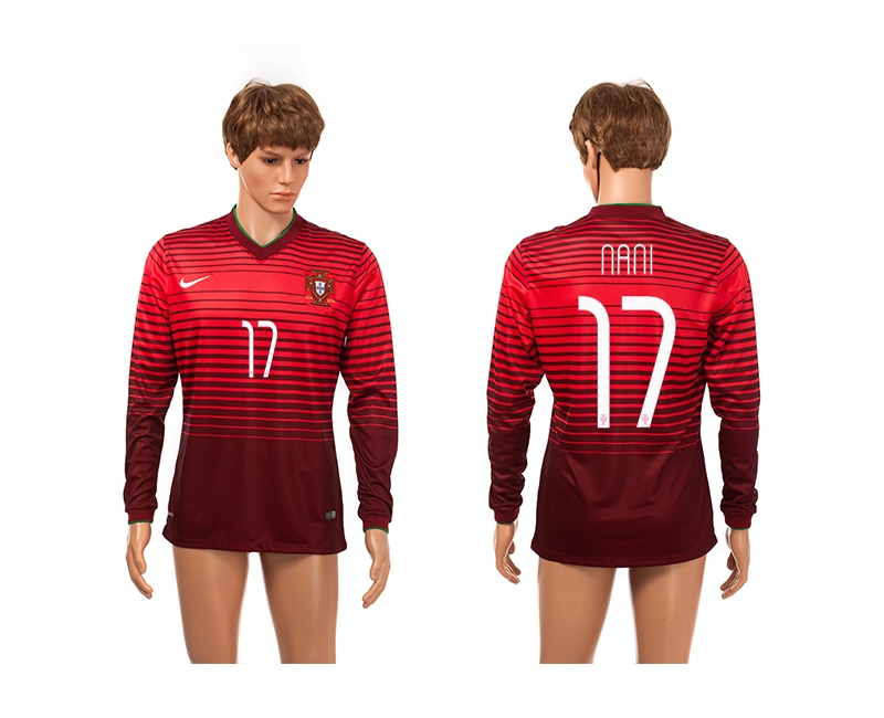 Portugal 17 Nani 2014 World Cup Home Long Sleeve Thailand Jerseys