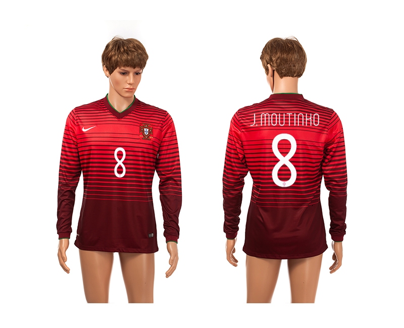 Portugal 8 J.Moutinho 2014 World Cup Home Long Sleeve Thailand Jerseys