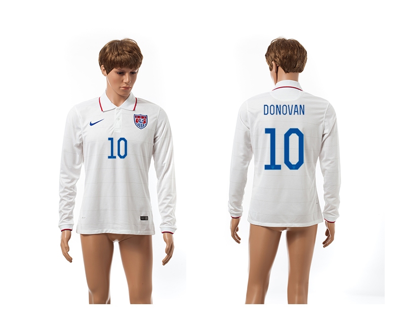 USA 10 Donovan 2014 World Cup Home Long Sleeve Thailand Jerseys