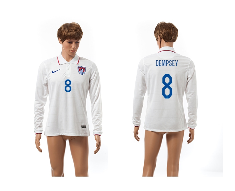 USA 8 Dempsey 2014 World Cup Home Long Sleeve Thailand Jerseys