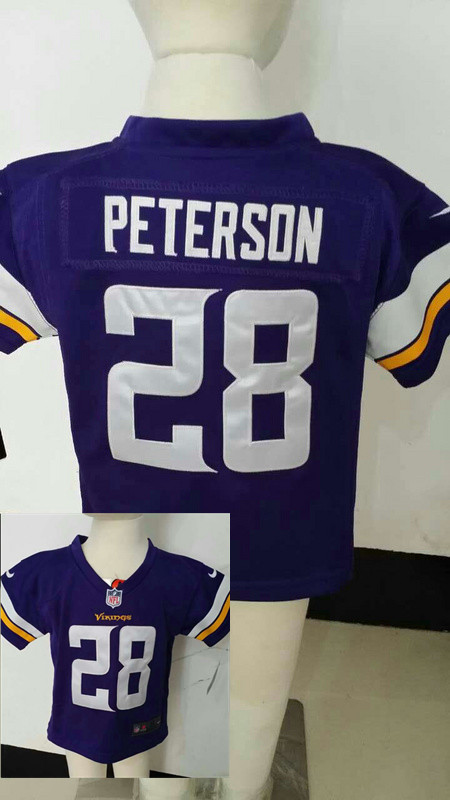 Nike Vikings 28 Peterson Purple Toddler Game Jerseys