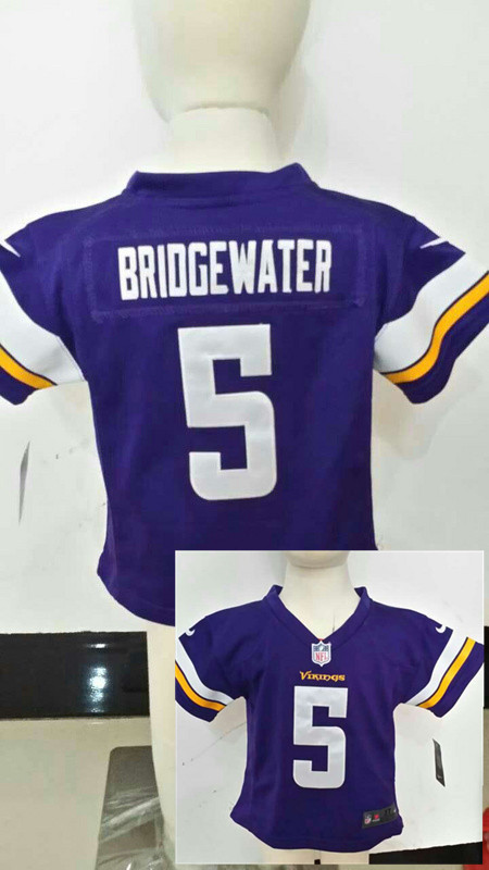 Nike Vikings 5 Bridgewater Purple Toddler Game Jerseys - Click Image to Close