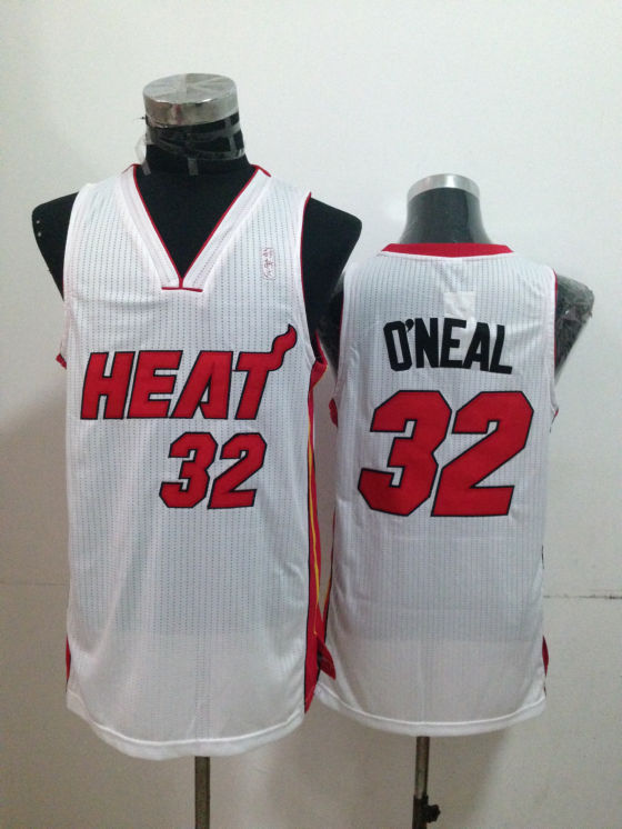 Heat 32 O'Neal White Jerseys