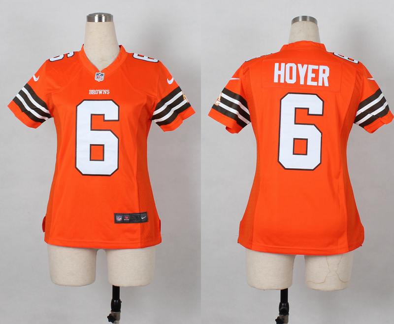 Nike Browns 6 Hoyer Orange Women Game Jerseys