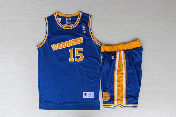 Warriors 15 Sprewell Blue New Revolution 30 Jersey (With Shorts)