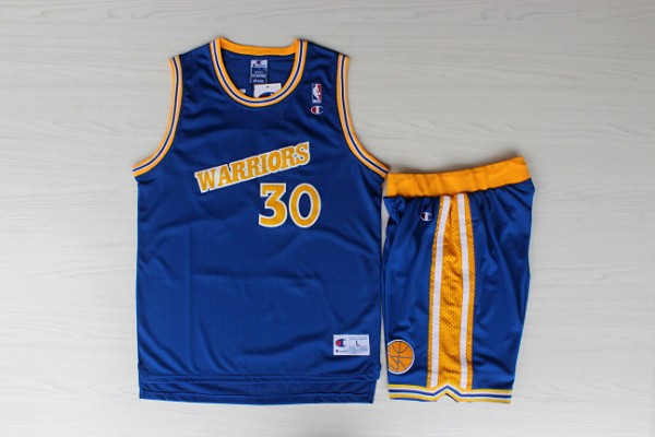 Warriors 30 Curry Blue New Revolution 30 Jersey (With Shorts)