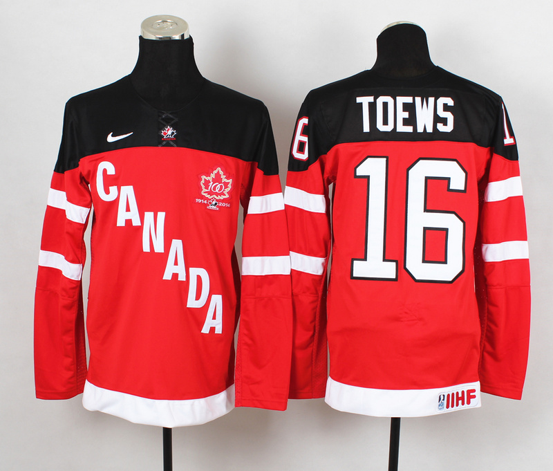 Canada 16 Toews Red 100th Celebration Jerseys