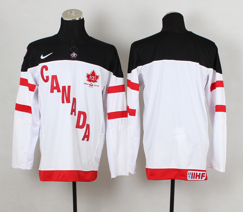 Canada Blank White 100th Celebration Jerseys