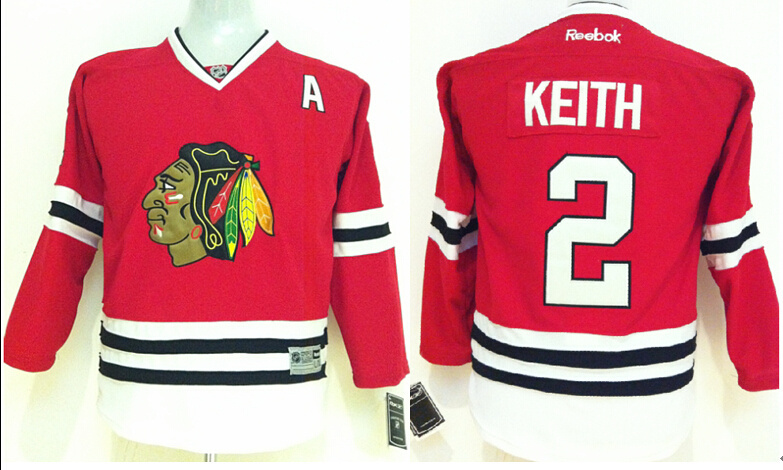 Blackhawks 2 Keith Red Youth Jersey