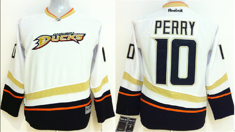 Ducks 10 Perry White Youth Jersey
