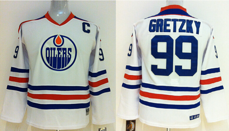 Oilers 99 Gretzky White Youth Jersey