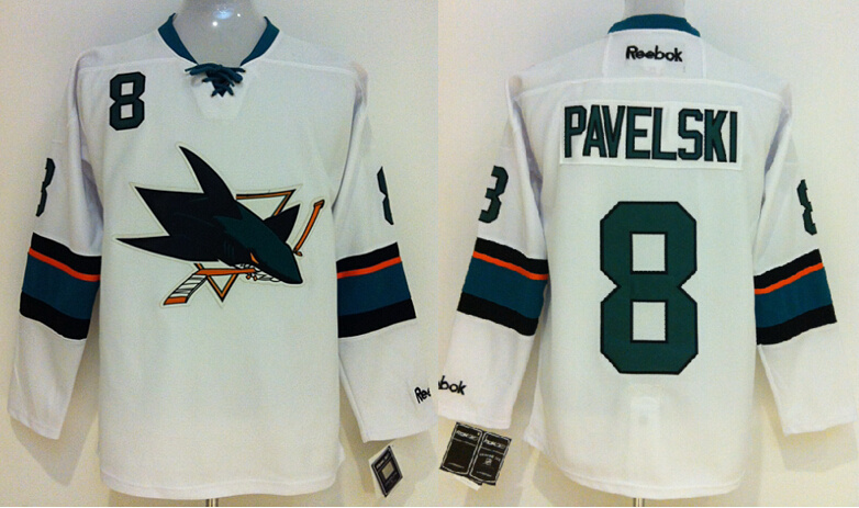 Sharks 8 Pavelski White New Jerseys - Click Image to Close