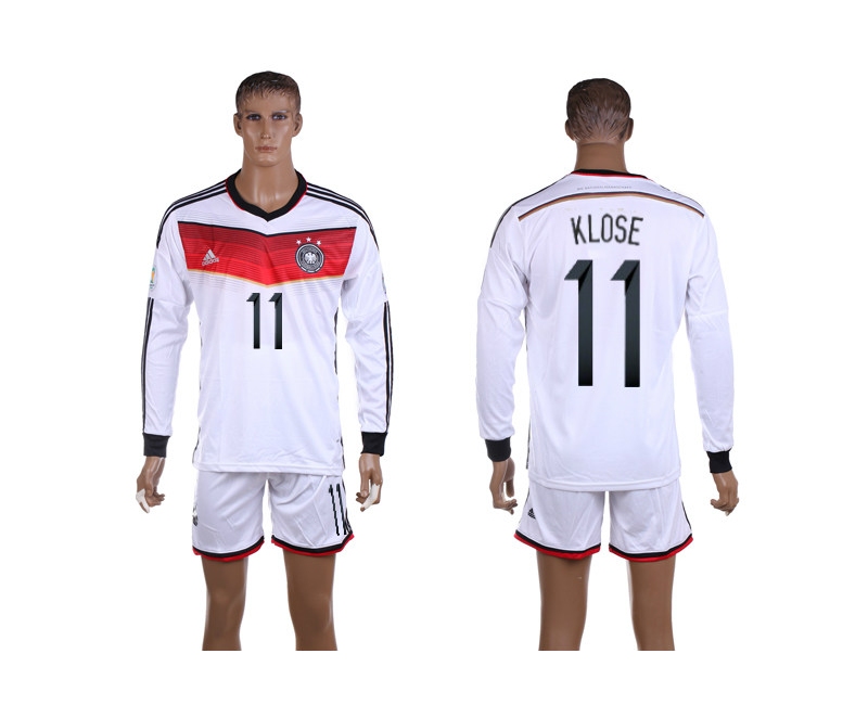 Germany 11 Klose 2014 World Cup Home Long Sleeve Jerseys